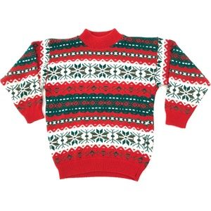 Vintage Christmas Sweater Holiday Festive Mock